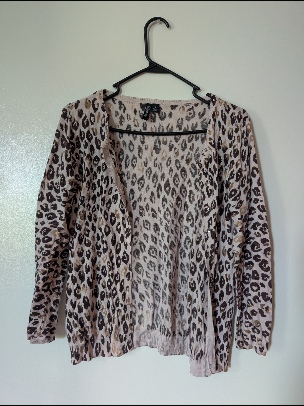 Relativity Beige and Brown Leopard-Print Open Cardigan
